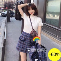 (Wheat) SANDRO19 autumn and winter hook flower lace sleeve collar short sleeve top * TS00296