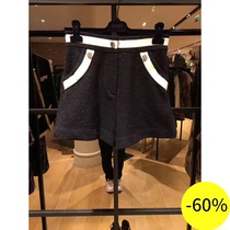 (Wheat) MAJE19 Autumn Winter Contrast Color Rolling Bend Wool Blend Shorts * SH00087