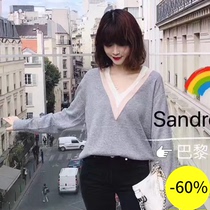 (Wheat) SANDRO19 autumn and winter pullover color v-neck knitwear * PU00448