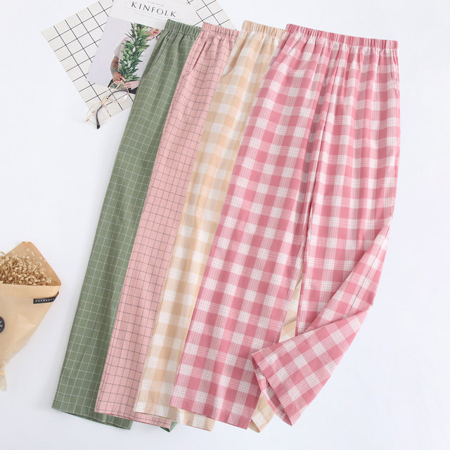 AB underwear ຂອງແມ່ຍິງ summer ບາງ breathable ປັບອາກາດ pants ຝ້າຍບໍລິສຸດ woven trousers ໄວຫນຸ່ມ plaid ເຮືອນ pajamas U852