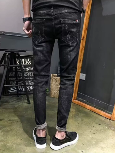 Осенние японские джинсы, мужские эластичные штаны, облегающий крой