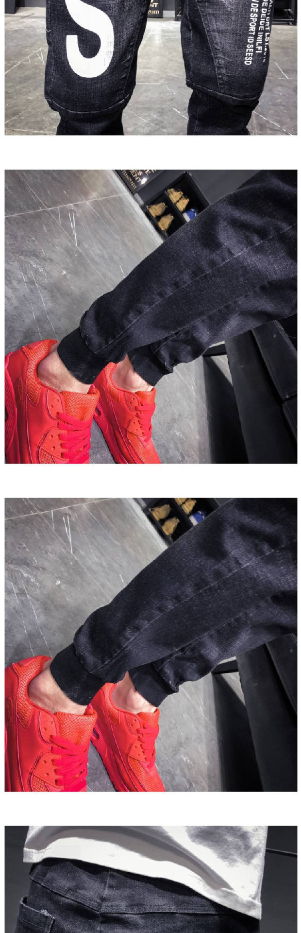 Mùa thu chân quần jeans nam phiên bản Hàn Quốc của quần Harlan lỏng xu hướng quần short nam chân dài dụng cụ chín quần - Quần jean quần thể thao