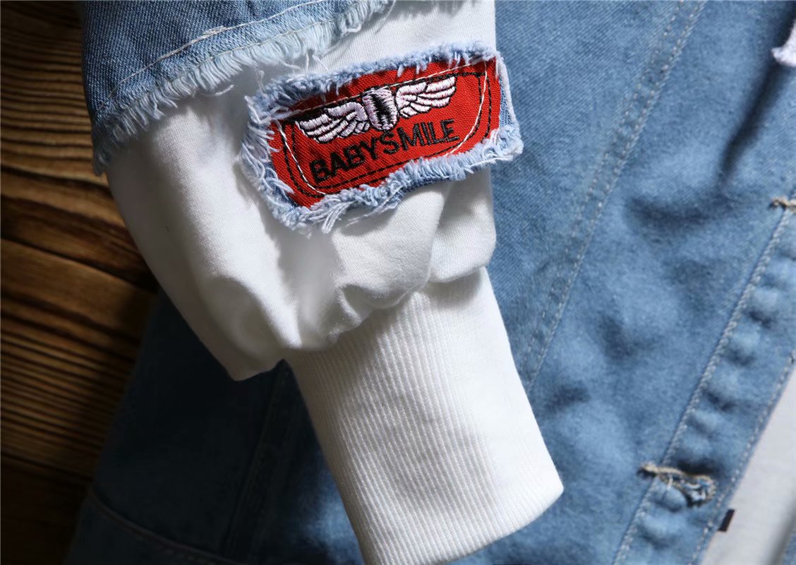 Áo khoác denim lỗ retro nam thu đông 2018 mới áo khoác nam trùm đầu phiên bản Hàn Quốc của xu hướng bọ cạp Nhật Bản áo gió nam đẹp