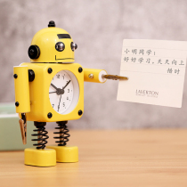 Living room cartoon desktop ornaments creative personality table metal robot alarm clock mute student childrens bedside clock