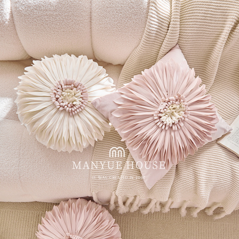 Cranberry Home Fails Frangins flower Pillow Cushions Round Bed headrests Pillow Living-room Prototype room with pillow cover-Taobao