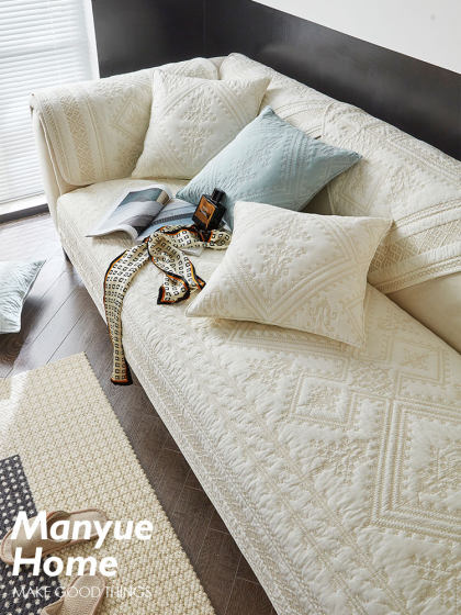 蔓越家 Vintage鸢尾 法式复古全棉沙发垫座垫沙发套罩巾坐垫纯棉