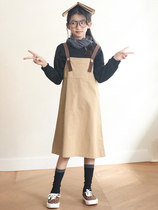 Tide Bala Girl Brief Loose Braces Skirt Autumn winter style CUHK Scout 100 hitch Casual Ocean round collar acrosse dress