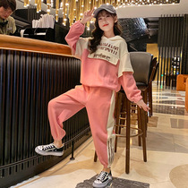 Trend Bala Girl Net Red Casual Sports Suit Autumn Winter 2021 new CUHK Trendy Foreign Air Two Sets
