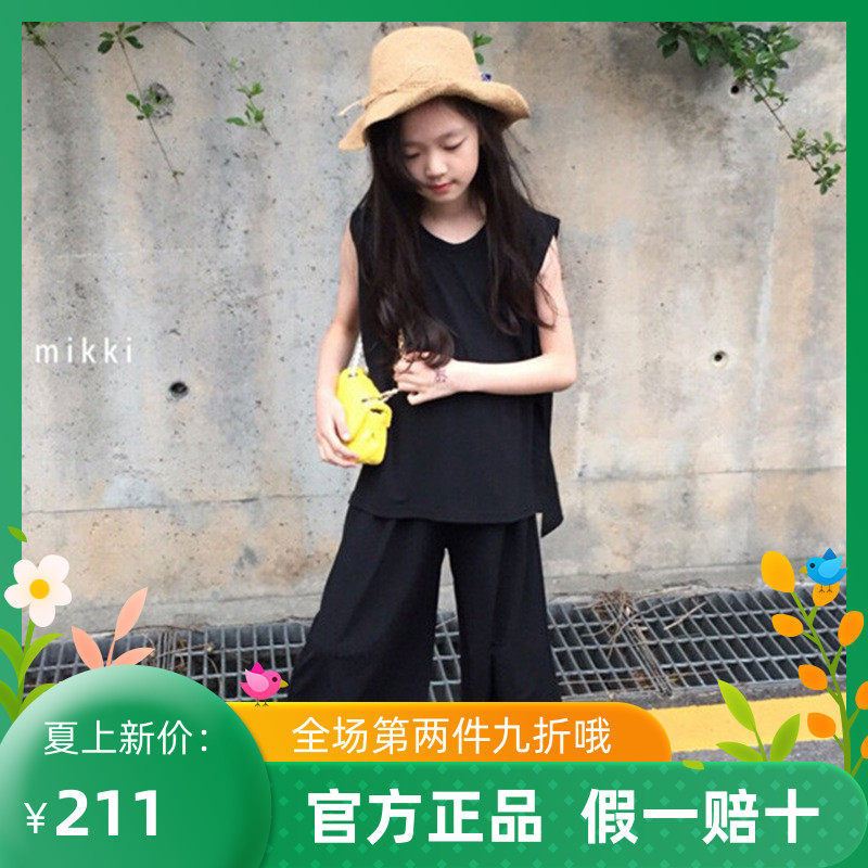 Trendy Bala Girl Foreign Pie Broadlegged Pants Suit Summer Dress CUHK Child Sleeveless Blouse Sport Casual Two-piece Style