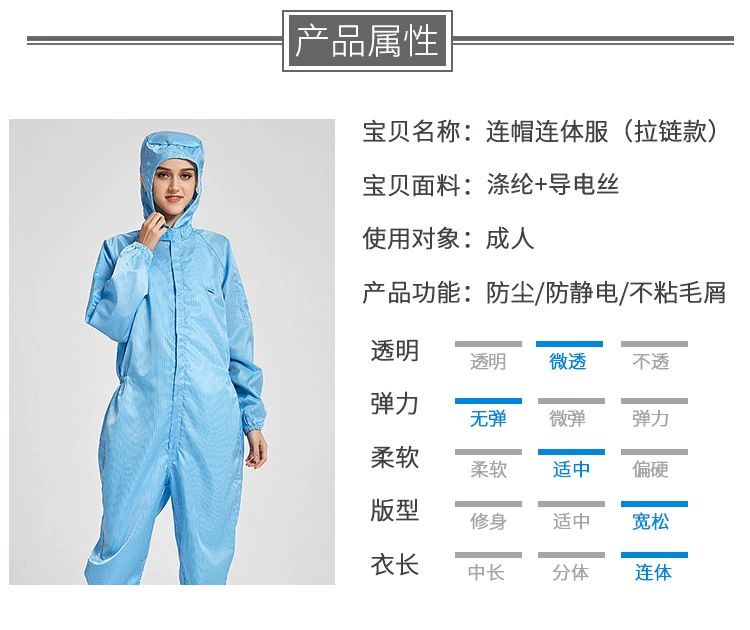 áo bảo hộ phòng sạch Bộ đồ một mảnh chống tĩnh điện ba mảnh quần áo sạch cộng với túi xưởng làm sạch không bụi có mũ trùm đầu áo khoác chống bụi phun sơn bảo hộ phòng sạch bảo hộ phòng sạch
