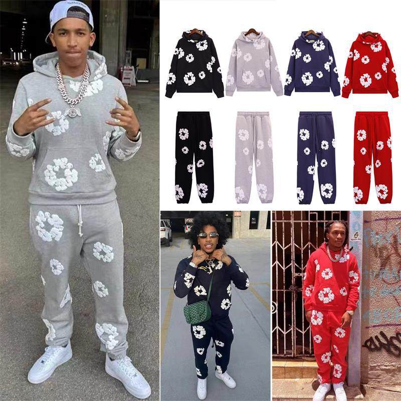 FFCSW Denim Cute Graphic Tracksuit Unisex,Foam Print,Y2K Hip Hop Summer Tears Short Sleeve Shorts Set - Breathable, quick drying, fashionable, sporty and casual two-piece set(Black A,L