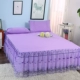 Hàn Quốc màu tím ren đơn dày sản phẩm bông giường bedspread váy phong cách ba mảnh giường bìa trượt giường đơn - Váy Petti váy giường