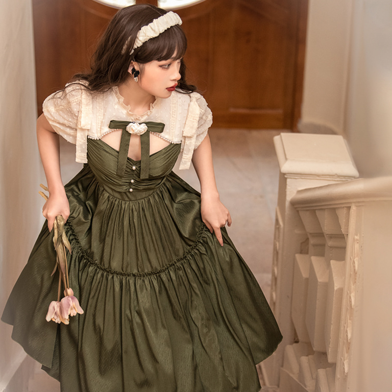 Roletta Original Design Fields Garden With Poetry Op Short Sleeve Ocean Dress Everyday Cute Lolita Sweet Dress