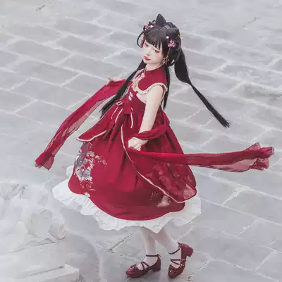 Original Chinese national style Lolita Han element spring and summer lo skirt genuine full set ancient style Lolita Western dress