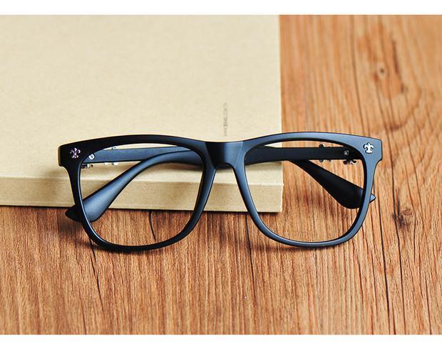 Kính retro khung đen mới khung nam và nữ phiên bản Hàn Quốc không có ống kính khung kính lớn khung thủy triều gương phẳng kính gọng vuông