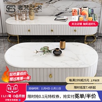 Light luxury marble TV cabinet coffee table combination set modern simple living room creative Nordic small apartment furniture