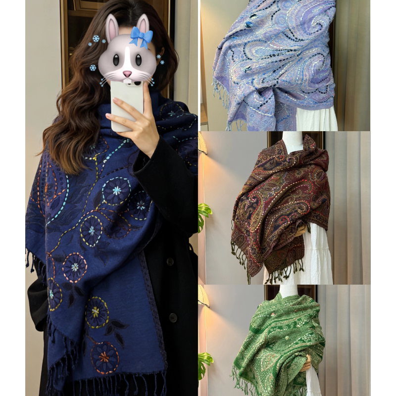 Boiled Wool Indian-Nepalese Scarf Shawl 2026 New Hot-Selling Travel Photo Prop Air Conditioning Blanket Ethnic Style Boiled Wool Indian-Nepalese Scarf Shawl 2026 New Hot-Selling Travel Photo Prop Air Conditioning Blanket Ethnic Style