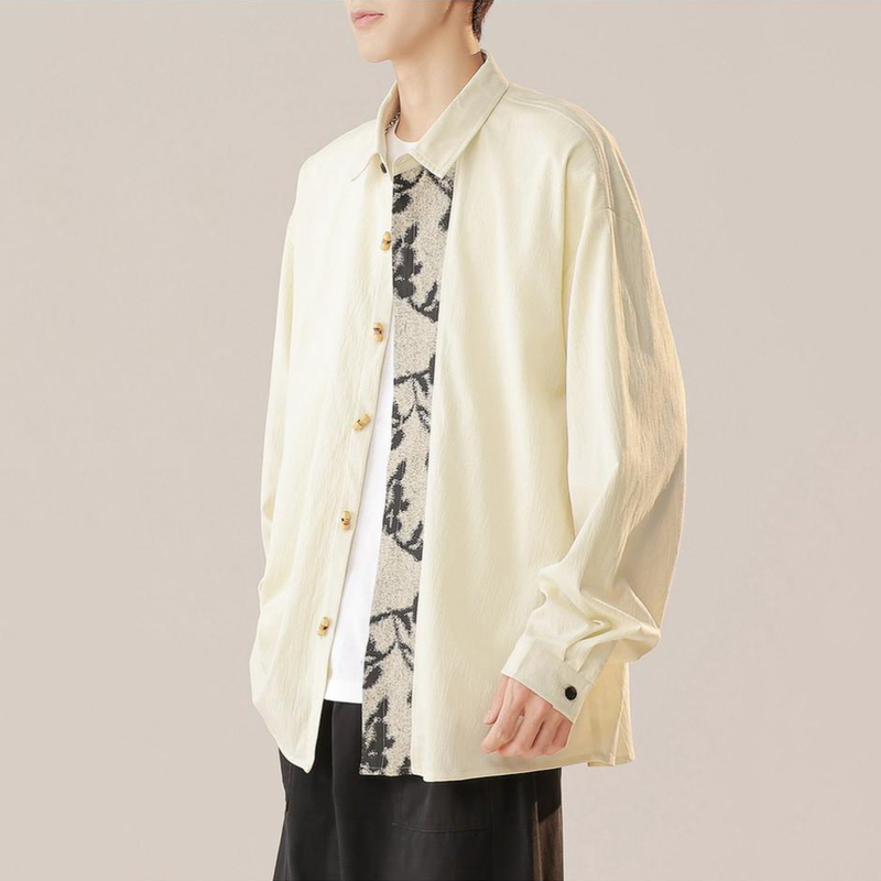 Advanced Patchwork Design Men's Spring and Autumn 2026 New Style Top, Stylish and Trendy Versatile Loose Chinese-Style Long-Sleeve Shirt Advanced Patchwork Design Men's Spring and Autumn 2026 New Style Top, Stylish and Trendy Versatile Loose Chinese-Style Long-Sleeve Shirt