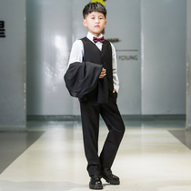 Boys' suit suit black handsome leisurely little host dress children perform suit costume summer