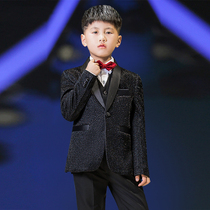 Black children's costume costume suit boy dress handsome little suit host costume summer