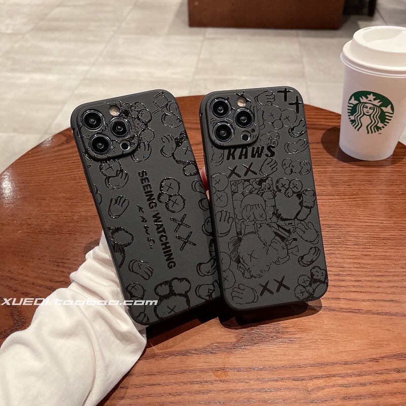 Trendy Brand Kaws Sesame Street Suitable for Apple 17Promax Phone Case iPhone 16 New Model 15 Personalized High-End Black 14 Full-Cover Silicone Matte 13 Niche Fashion Unisex 12 Anti-Drop Protective Case