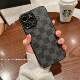 Luxury Monogram Frosted Leather Hard Case – Classic Brown & Colorful LV Style Phone Case for iPhone 13 – 17