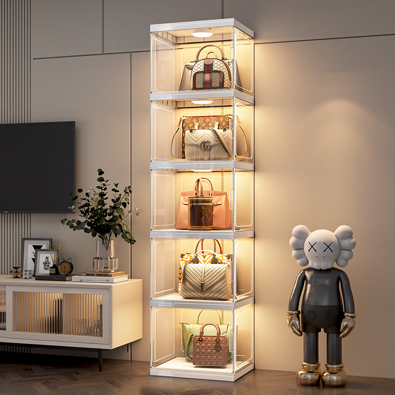 Bag containing devinator Home dust-proof transparent display shelf floor bedroom deposit bag containing cabinet-Taobao