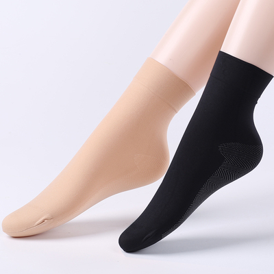 120D天鹅绒厚棉底短袜女短款防勾丝袜子女士黑肉色耐磨钢丝袜四季