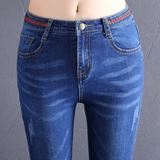 欧俏妮 Штаны, карандаш, приталенные эластичные джинсовые джинсы, 2020, новая коллекция, высокая талия