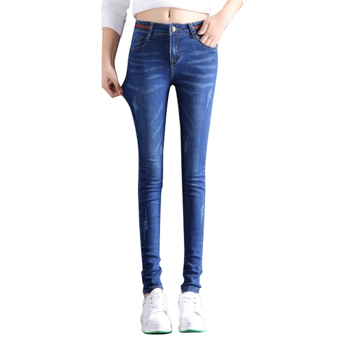 欧俏妮 Штаны, карандаш, приталенные эластичные джинсовые джинсы, 2020, новая коллекция, высокая талия