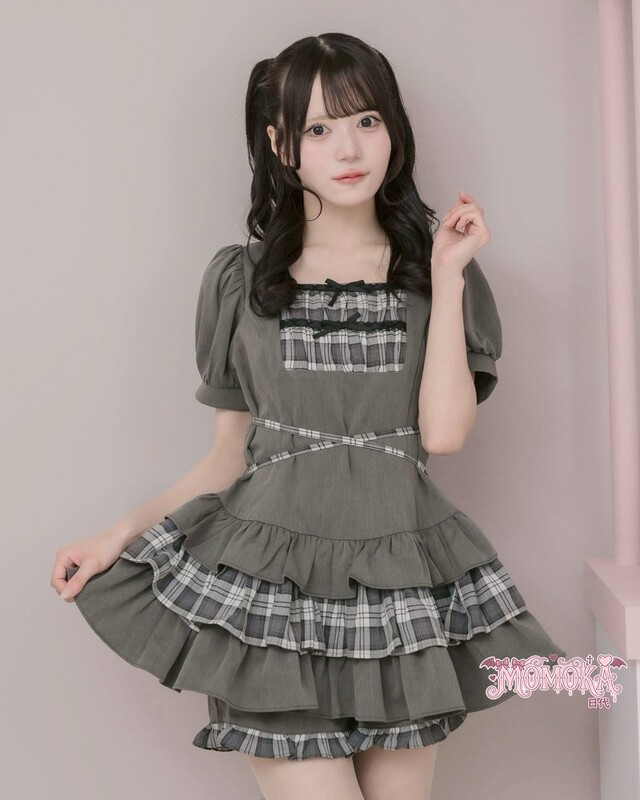 Book an Appointment with Momoka for a Japanese Shopping Trip: Pium Cross-Tie Double Bow Puff Sleeve Cake Dress Set