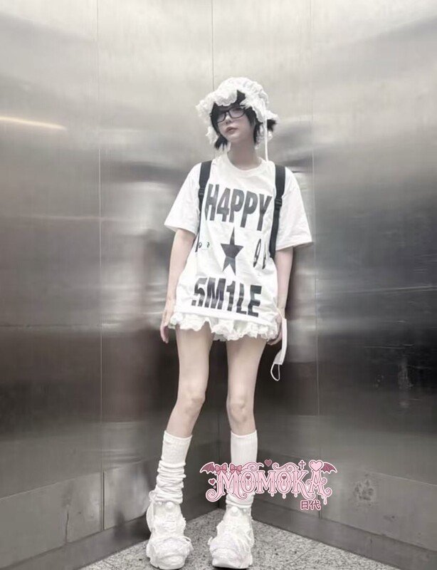 Momoka Japanese Style Ano Same Style Happy Smile Short-Sleeved Top