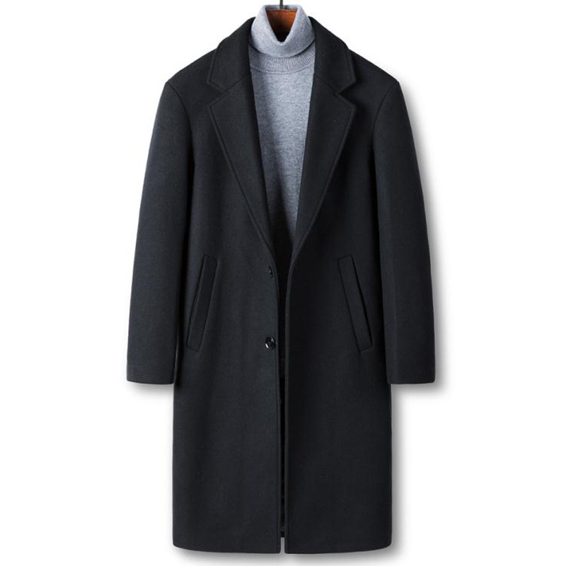 Men's Wool Coat Korean Style Mid-Length Trench Coat Thickened Casual Versatile Woolen Overcoat Winter New Model