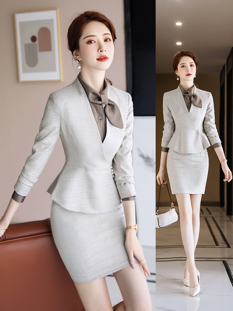 Professional Temperament Goddess Van Long Sleeve Beauty College Front Desk Fashion Hotel Manager Sales Department Jewelry Store Workwear-Taobao