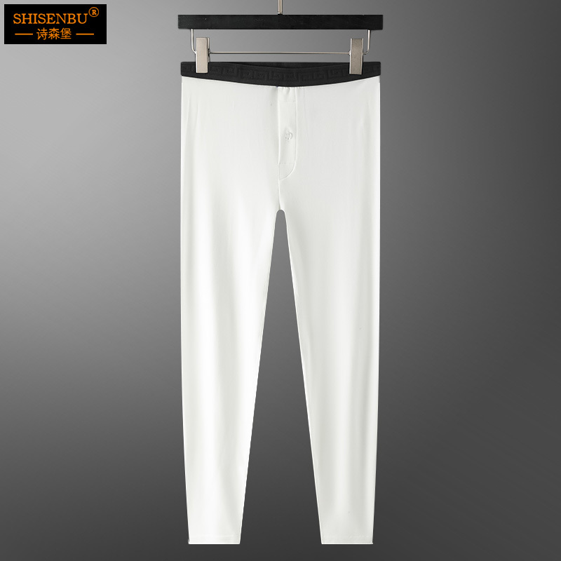 Men's Mulberry Silk Thermal Pants for Spring and Autumn, Slim Fit Seamless Base Layer Pants, Thin 100S Modal Antibacterial Long Johns