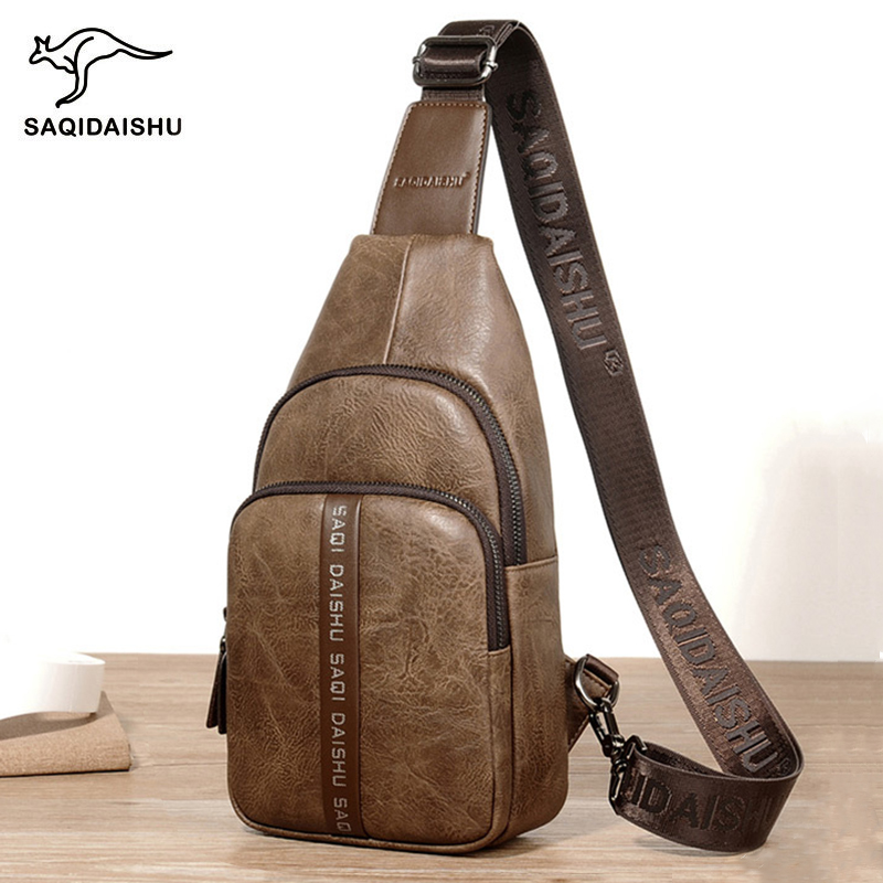 Sacci kangaroo men's chest bag 2022 new Chaos Bull Leather Bag bag Single shoulder bag Leisure inclined satchel small Shoulder Bag