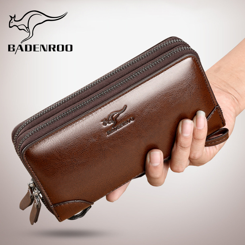 Biden kangaroo clutch men's trendy multifunctional leather business clutch bag large-capacity anti-theft brush wallet wallet