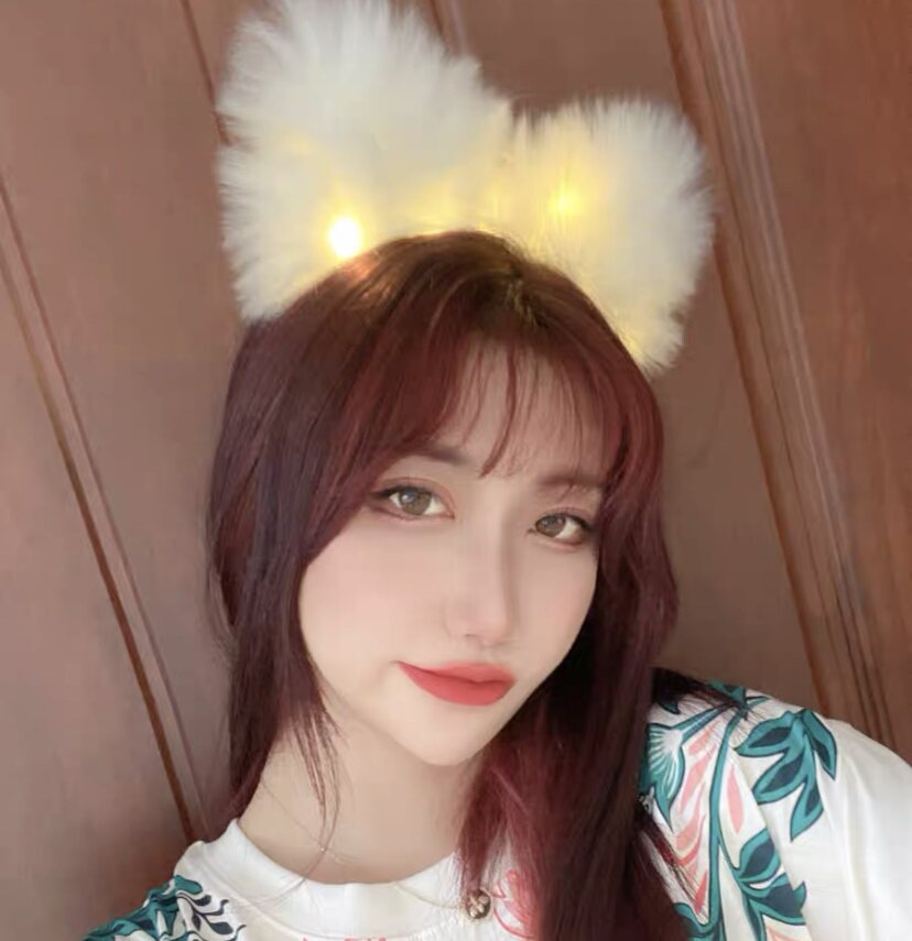 2021 new fox wool glowing plush cat ear feather hair hoop female Han hair clip hair hoop performance active bar