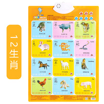 Childrens early education has sound wall chart pinyin number twelve Zodiac dual-mode music story world famous car Wall sticker