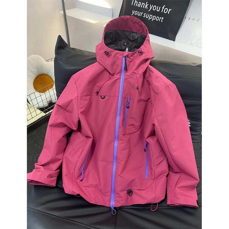 Dopamine Dragon Fruit Color Softshell Jacket for Women, Outdoor Three-Proof Mountaineering Jacket, Suitable for Tibet, Workwear Jacket