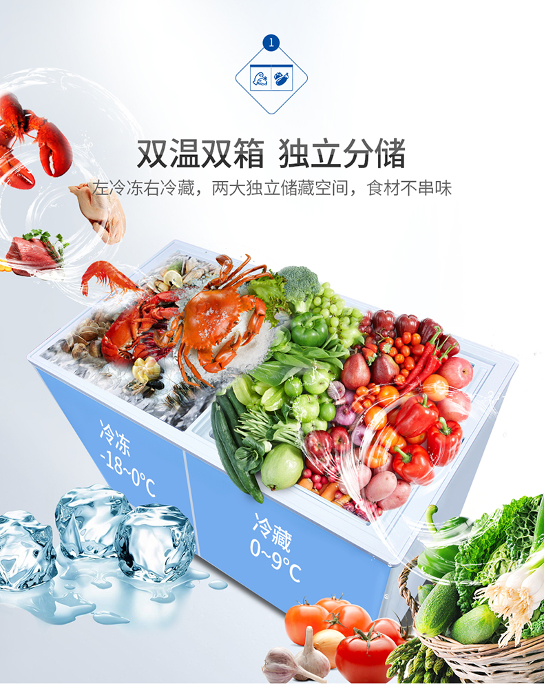 Tủ đông XINGX / Star BCD-230HE Thương mại Tủ lạnh đôi nhiệt độ ngang Hộ gia đình Tủ lạnh nhỏ - Tủ đông tủ đông berjaya