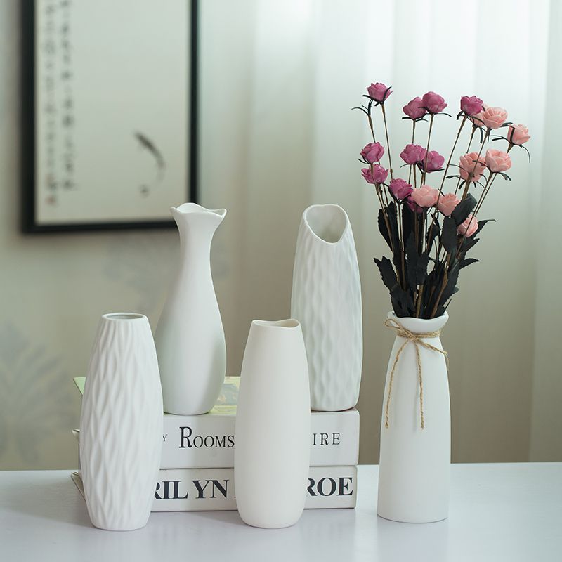 Modern minimalist ceramic vase white creative hydroponic green plant floral living-room dry flower flower arrangement Home Decorative Pendulum-Taobao