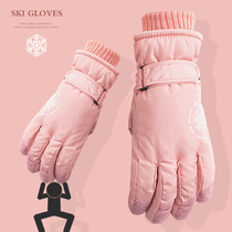 Ski gloves female winter warm cold men cycling motorcycle winter plus velvet ins cute thick cotton waterproof