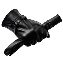 Leather gloves male locomotive non-slip men winter warm cowhide winter black sheepskin men cycling battery car durable women