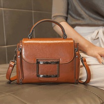 Package new 2022 net red pop 100 hitch calf leather small square bag ins ultra-fire hand genuine leather satchel