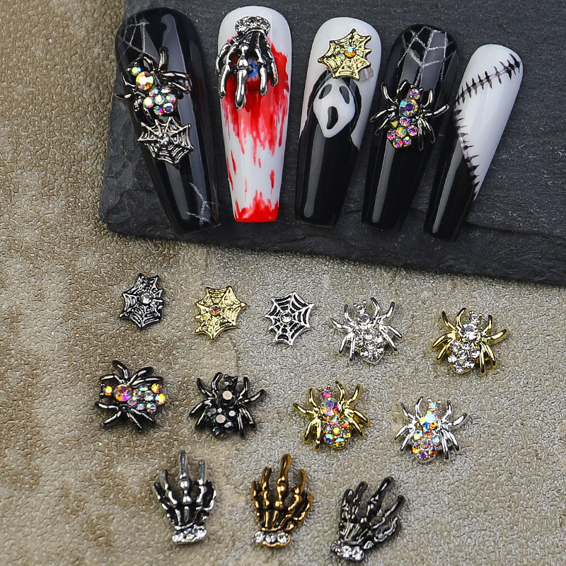 [Export Quality] New Halloween Nail Art Decoration Set Spider Skull DIY Nail Decoration