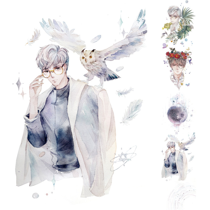 Distributed and paper tape special oil bronzing silver painting businessman spirit wonderland handsome boy small animal DIY decoration new product