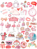 Mouth Home Handbill Sticker Sulphuric Acid Paper Subface Uncut A4 My Girl Heart Series Fire Flak Pink Ensemble