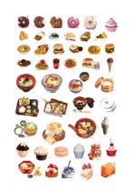 (Uncut)Hand account Sticker Homemade A4 Sulfuric acid Paper Matte Self-adhesive Food Watercolor Food 15
