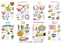 (Uncut) Pocket stickers homemade A4 sulfuric acid paper matte self-adhesive gourmet watercolor food 15